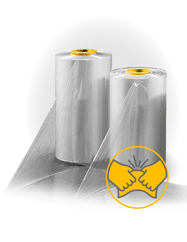 Rollen aus LWP-PRO Feinschrumpffolie mit Tear-Resistant-Symbol